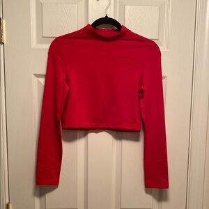 Lagshian Red Long Sleeve Crop Top…